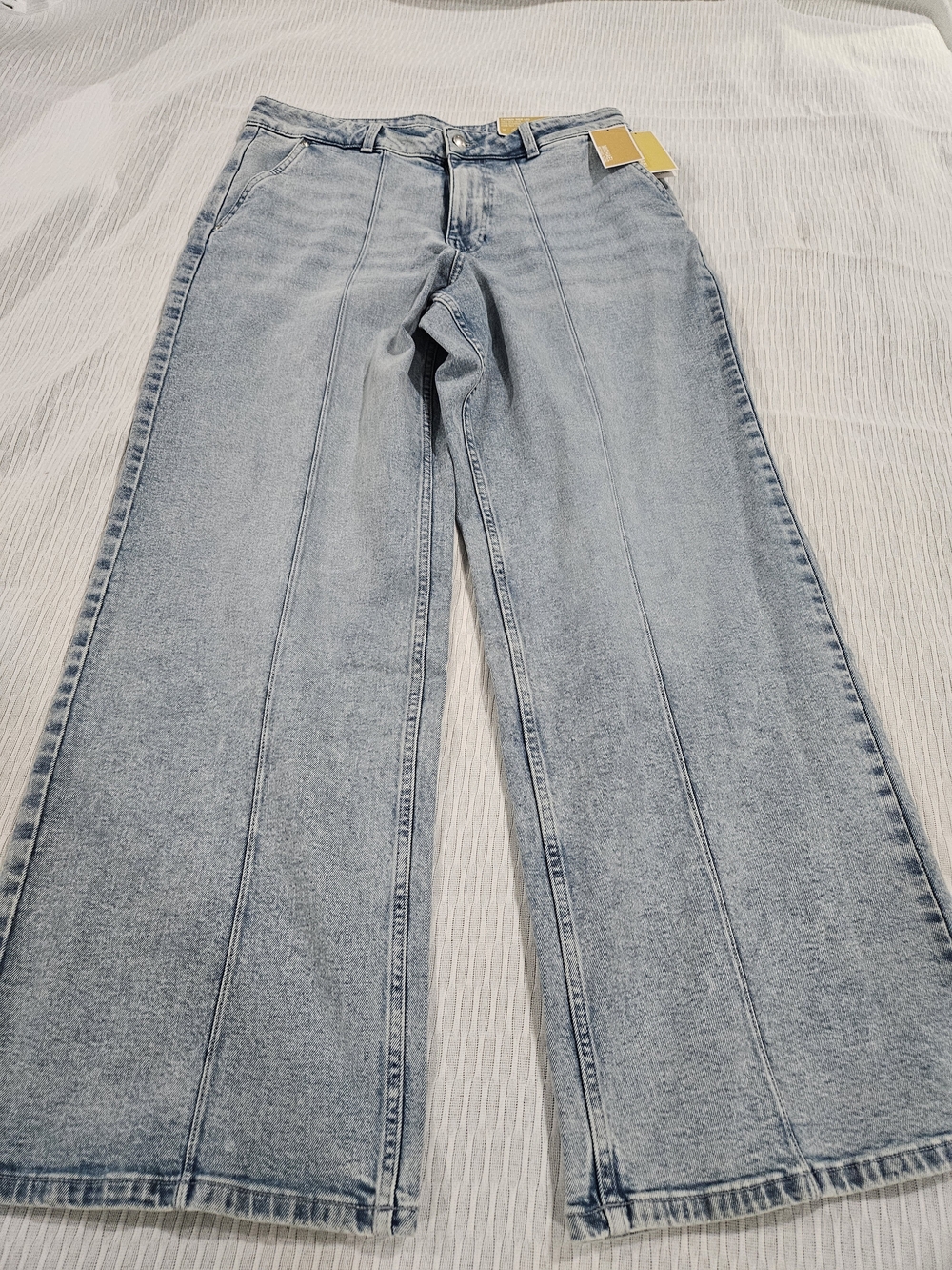 Michael Kors Light Wash Wide-Leg Panel Jeans